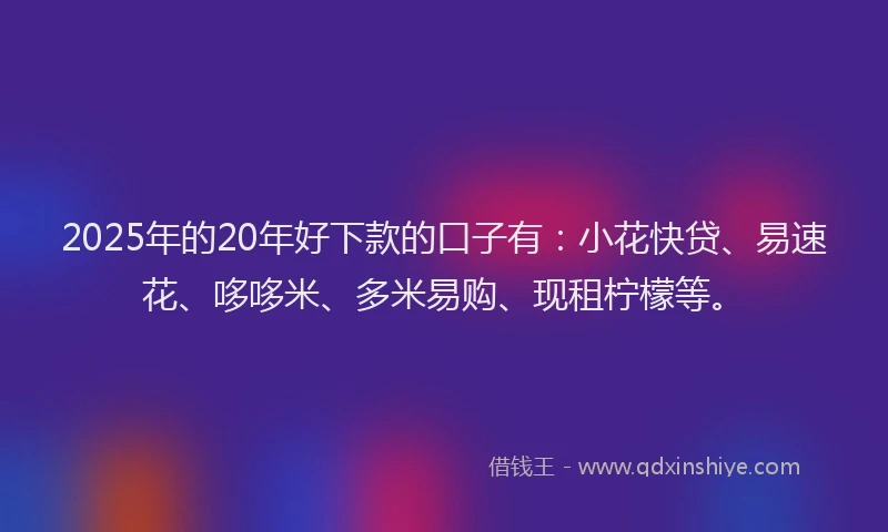2025年的20年好下款的口子有：小花快贷、易速花、哆哆米、多米易购、现租柠檬等。