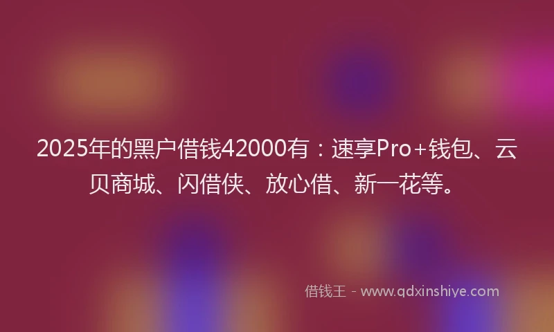 2025年的黑户借钱42000有：速享Pro+钱包、云贝商城、闪借侠、放心借、新一花等。