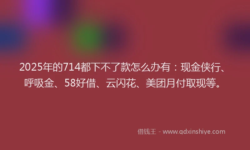2025年的714都下不了款怎么办有：现金侠行、呼吸金、58好借、云闪花、美团月付取现等。