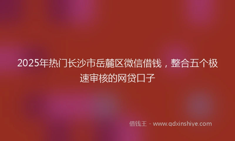 2025年热门长沙市岳麓区微信借钱，整合五个极速审核的网贷口子