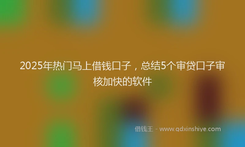 2025年热门马上借钱口子，总结5个审贷口子审核加快的软件