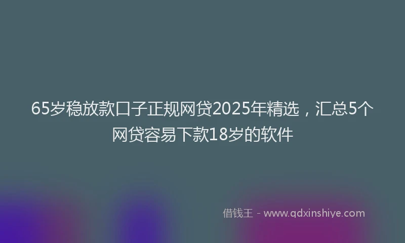 65岁稳放款口子正规网贷2025年精选，汇总5个网贷容易下款18岁的软件