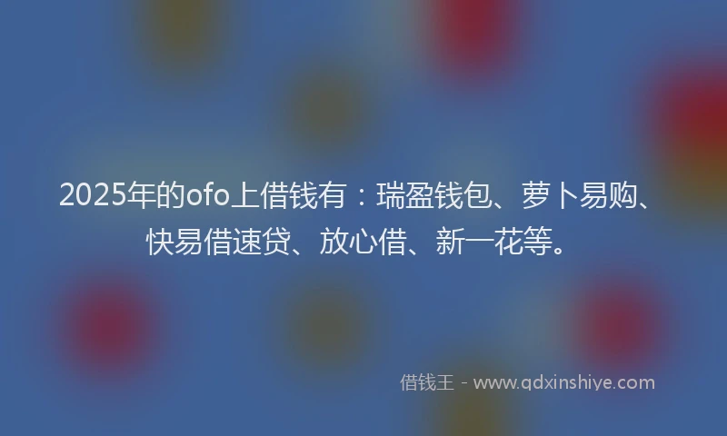 2025年的ofo上借钱有：瑞盈钱包、萝卜易购、快易借速贷、放心借、新一花等。