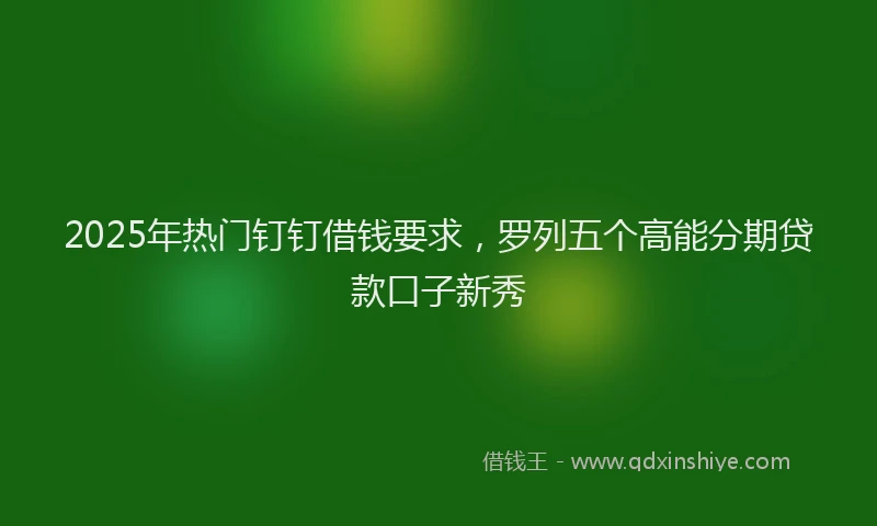 2025年热门钉钉借钱要求，罗列五个高能分期贷款口子新秀