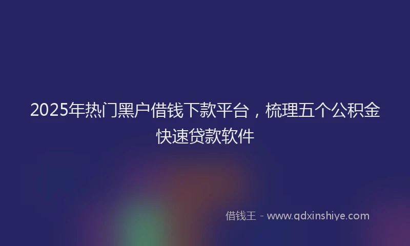 2025年热门黑户借钱下款平台，梳理五个公积金快速贷款软件