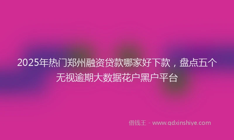 2025年热门郑州融资贷款哪家好下款，盘点五个无视逾期大数据花户黑户平台