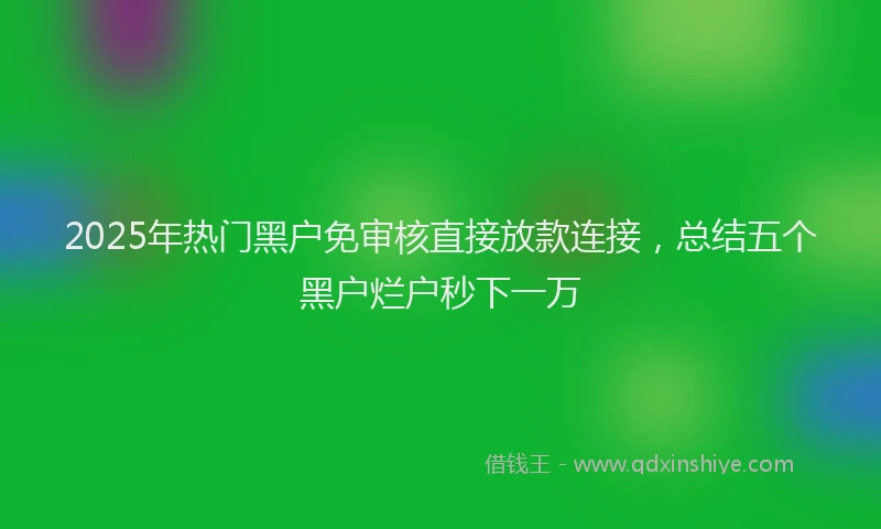 2025年热门黑户免审核直接放款连接，总结五个黑户烂户秒下一万