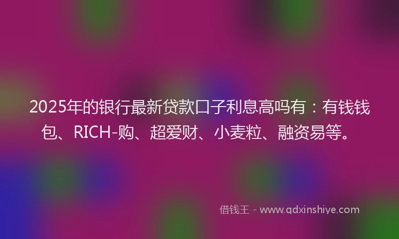 2025年的银行最新贷款口子利息高吗有:有钱钱包、RICH-购、超爱财、小麦粒、融资易等。