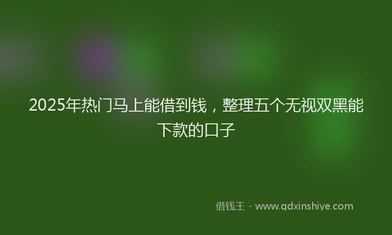 2025年热门马上能借到钱,整理五个无视双黑能下款的口子