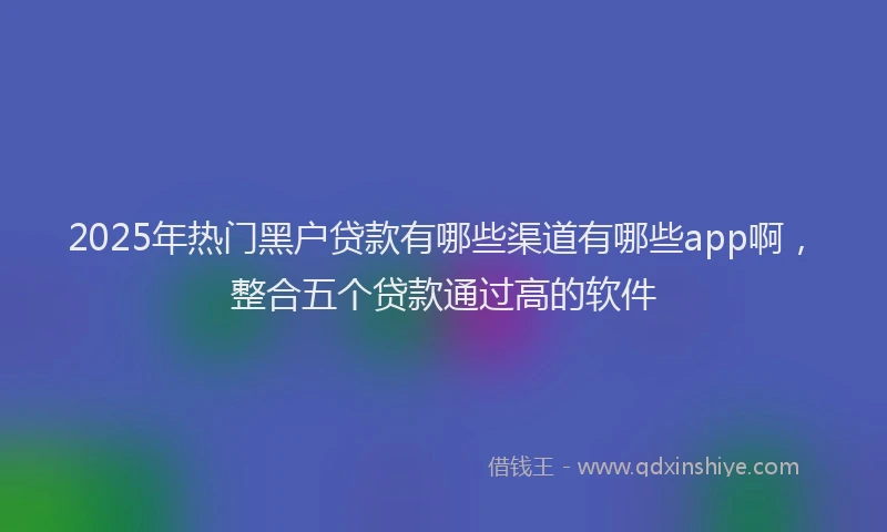 2025年热门黑户贷款有哪些渠道有哪些app啊，整合五个贷款通过高的软件