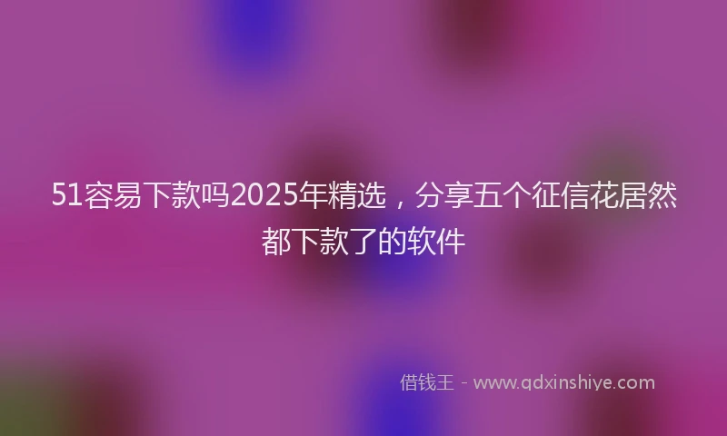 51容易下款吗2025年精选，分享五个征信花居然都下款了的软件