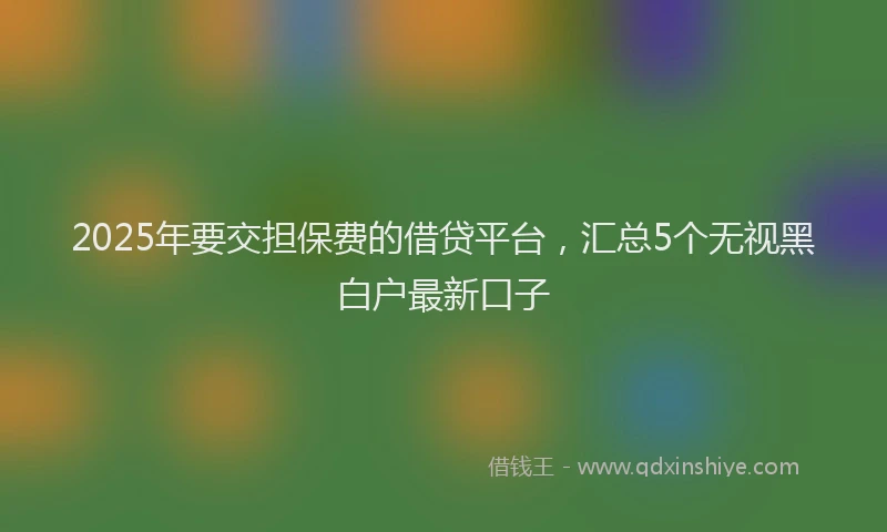 2025年要交担保费的借贷平台，汇总5个无视黑白户最新口子