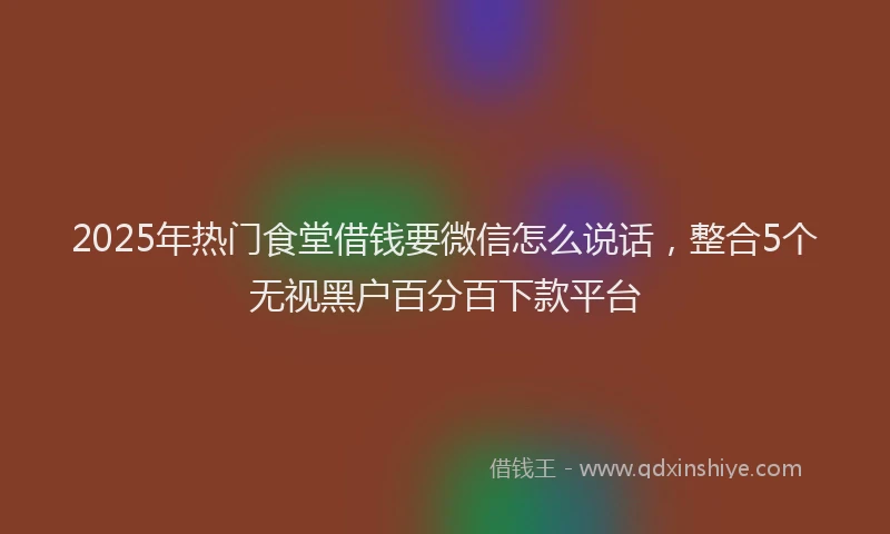 2025年热门食堂借钱要微信怎么说话，整合5个无视黑户百分百下款平台