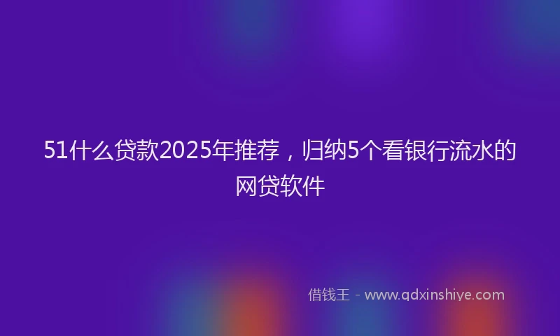 51什么贷款2025年推荐，归纳5个看银行流水的网贷软件