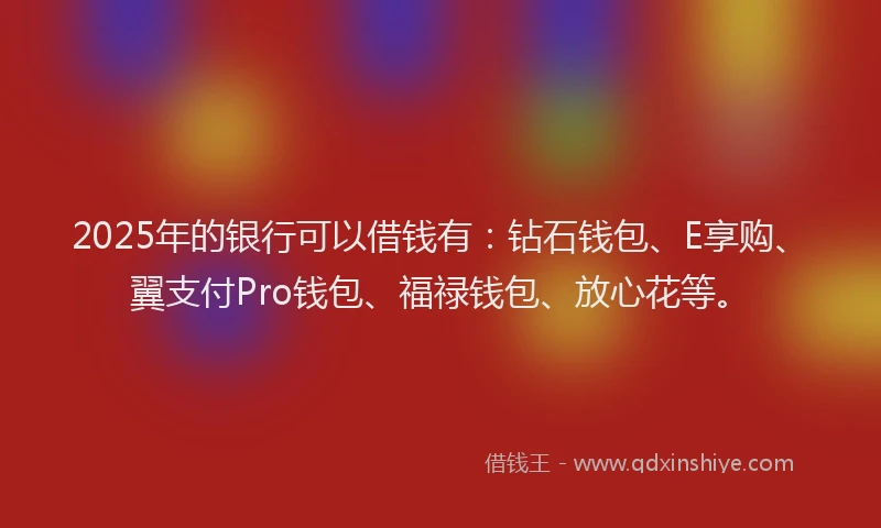 2025年的银行可以借钱有：钻石钱包、E享购、翼支付Pro钱包、福禄钱包、放心花等。