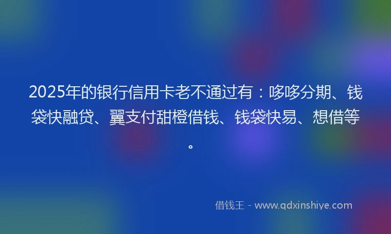 2025年的银行信用卡老不通过有：哆哆分期、钱袋快融贷、翼支付甜橙借钱、钱袋快易、想借等。