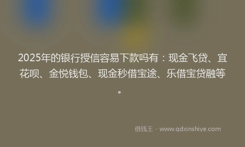 2025年的银行授信容易下款吗有：现金飞贷、宜花呗、金悦钱包、现金秒借宝途、乐借宝贷融等。