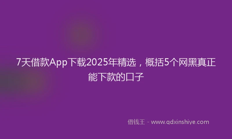 7天借款App下载2025年精选，概括5个网黑真正能下款的口子