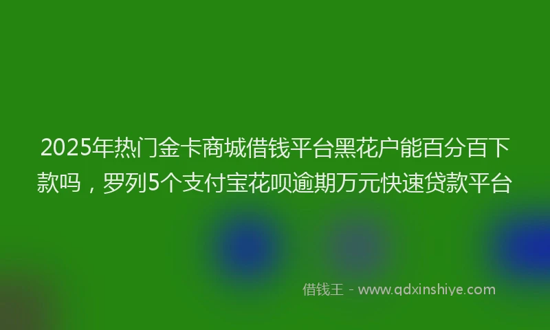 2025年热门金卡商城借钱平台黑花户能百分百下款吗，罗列5个支付宝花呗逾期万元快速贷款平台