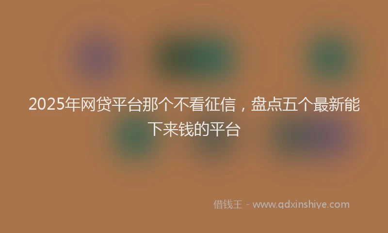 2025年网贷平台那个不看征信，盘点五个最新能下来钱的平台