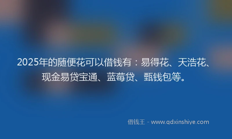 2025年的随便花可以借钱有：易得花、天浩花、现金易贷宝通、蓝莓贷、甄钱包等。