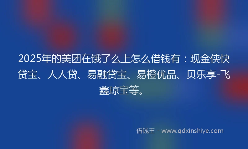 2025年的美团在饿了么上怎么借钱有：现金侠快贷宝、人人贷、易融贷宝、易橙优品、贝乐享-飞鑫琼宝等。