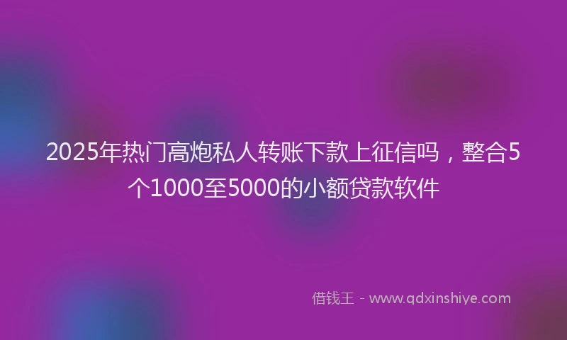 2025年热门高炮私人转账下款上征信吗，整合5个1000至5000的小额贷款软件