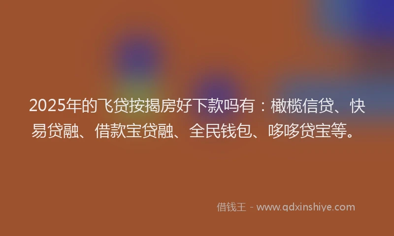 2025年的飞贷按揭房好下款吗有：橄榄信贷、快易贷融、借款宝贷融、全民钱包、哆哆贷宝等。
