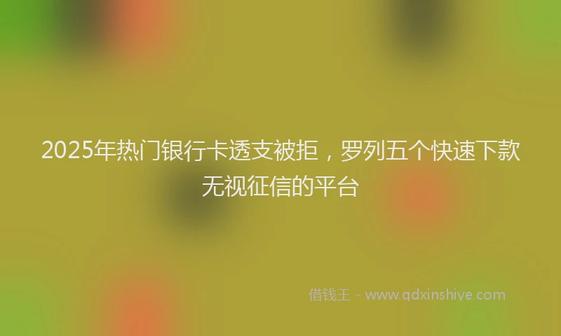 2025年热门银行卡透支被拒，罗列五个快速下款无视征信的平台