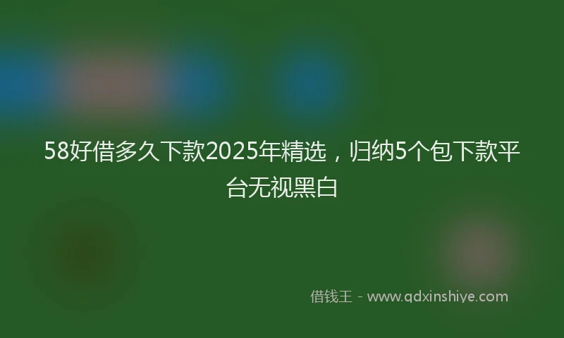 58好借多久下款2025年精选，归纳5个包下款平台无视黑白