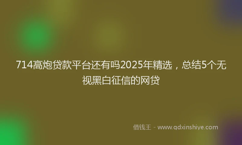 714高炮贷款平台还有吗2025年精选，总结5个无视黑白征信的网贷