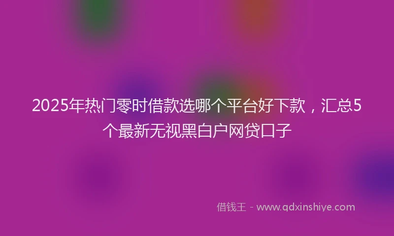 2025年热门零时借款选哪个平台好下款，汇总5个最新无视黑白户网贷口子