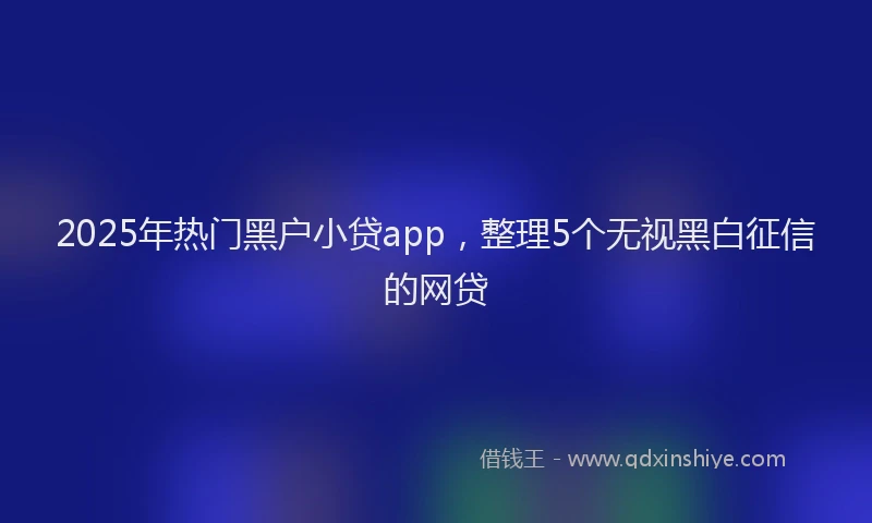 2025年热门黑户小贷app，整理5个无视黑白征信的网贷
