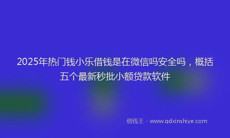 2025年热门钱小乐借钱是在微信吗安全吗，概括五个最新秒批小额贷款软件
