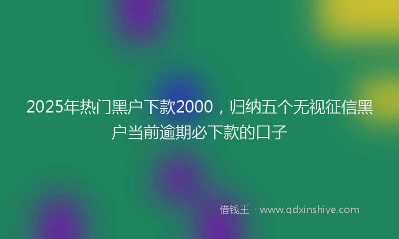 2025年热门黑户下款2000,归纳五个无视征信黑户当前逾期必下款的口子