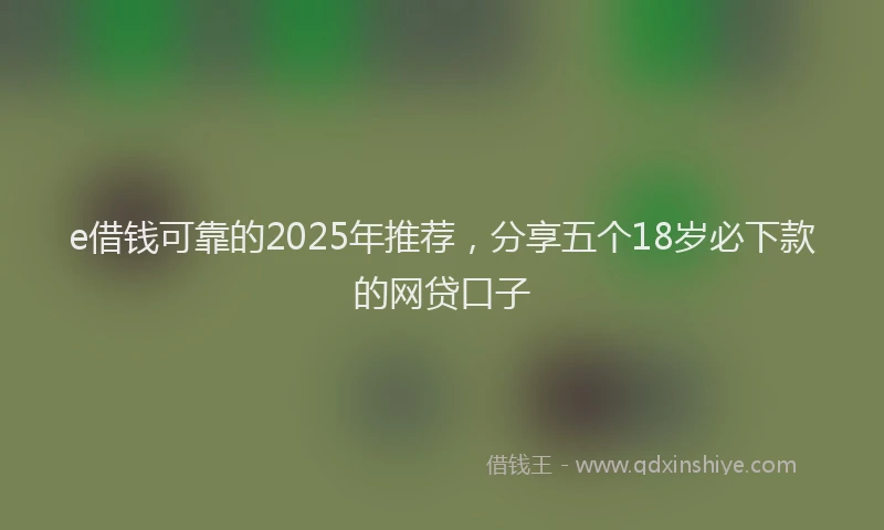 e借钱可靠的2025年推荐，分享五个18岁必下款的网贷口子