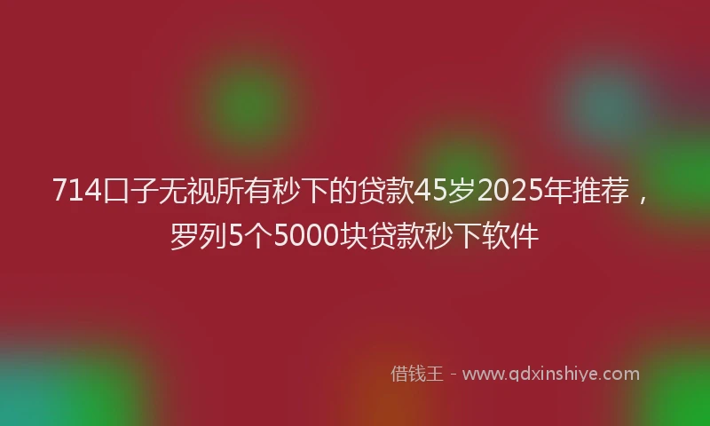 714口子无视所有秒下的贷款45岁2025年推荐，罗列5个5000块贷款秒下软件