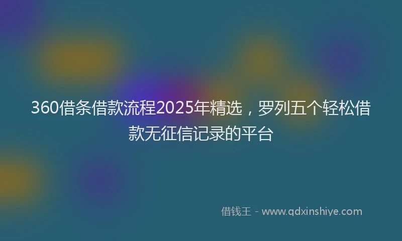 360借条借款流程2025年精选，罗列五个轻松借款无征信记录的平台