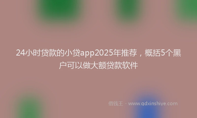 24小时贷款的小贷app2025年推荐，概括5个黑户可以做大额贷款软件