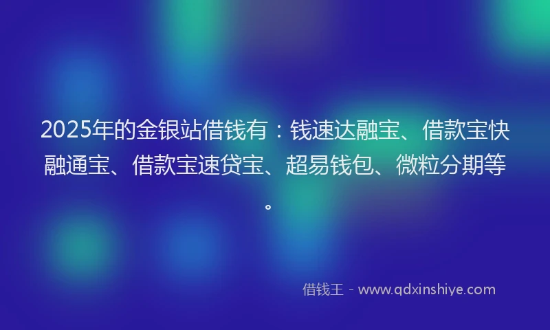 2025年的金银站借钱有：钱速达融宝、借款宝快融通宝、借款宝速贷宝、超易钱包、微粒分期等。