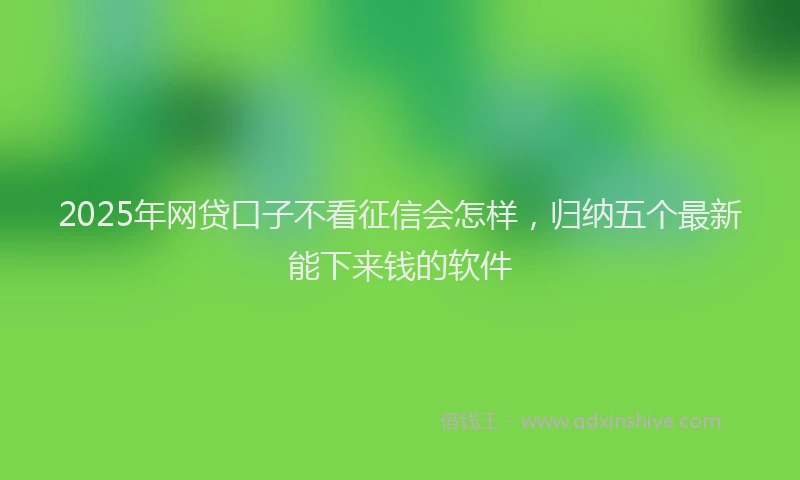 2025年网贷口子不看征信会怎样，归纳五个最新能下来钱的软件