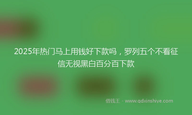 2025年热门马上用钱好下款吗，罗列五个不看征信无视黑白百分百下款