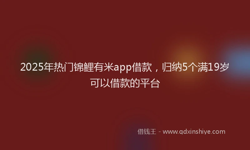 2025年热门锦鲤有米app借款，归纳5个满19岁可以借款的平台