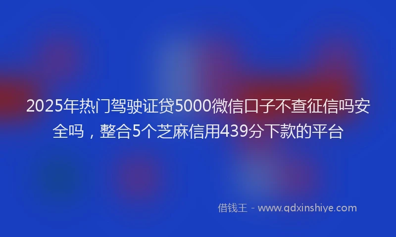 2025年热门驾驶证贷5000微信口子不查征信吗安全吗，整合5个芝麻信用439分下款的平台