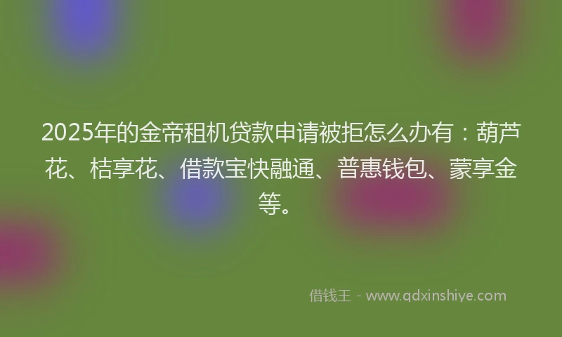 2025年的金帝租机贷款申请被拒怎么办有：葫芦花、桔享花、借款宝快融通、普惠钱包、蒙享金等。