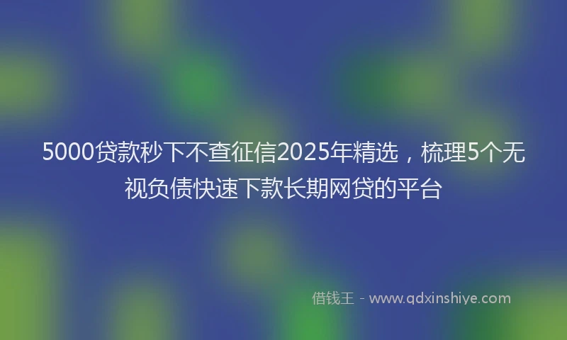5000贷款秒下不查征信2025年精选，梳理5个无视负债快速下款长期网贷的平台