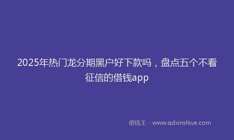 2025年热门龙分期黑户好下款吗，盘点五个不看征信的借钱app