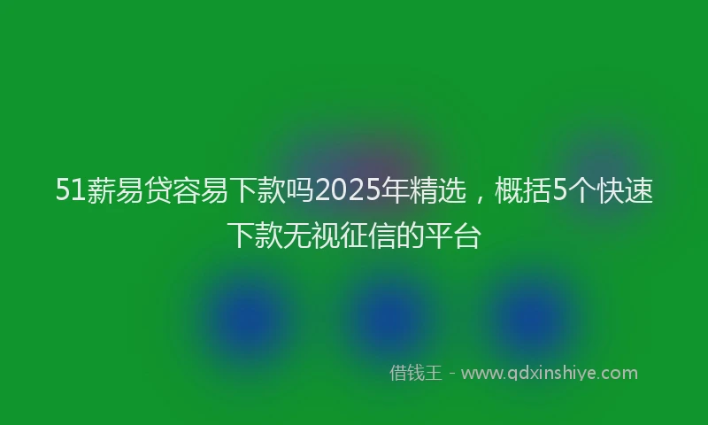 51薪易贷容易下款吗2025年精选，概括5个快速下款无视征信的平台