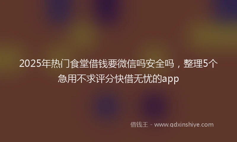 2025年热门食堂借钱要微信吗安全吗，整理5个急用不求评分快借无忧的app