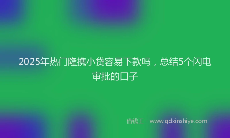 2025年热门隆携小贷容易下款吗，总结5个闪电审批的口子